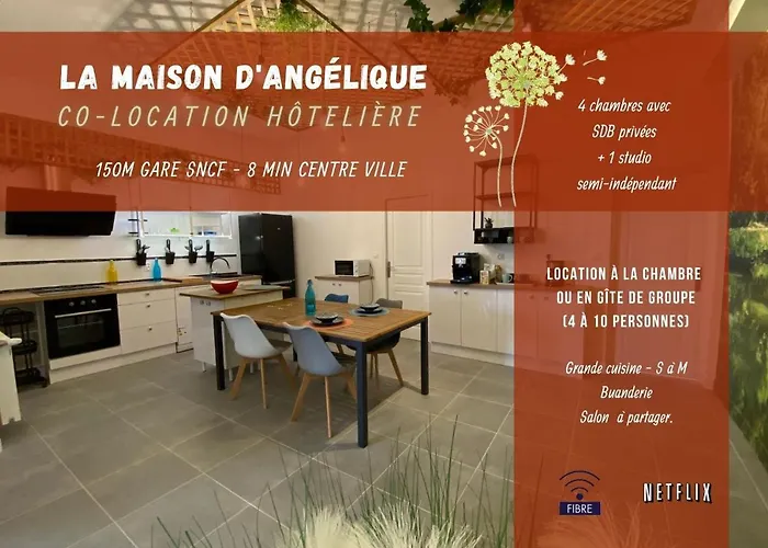 La Maison D\'Angelique - Colocation Hoteliere A 150M Gare Tgv- Grande Cuisine Equipee & Salon - Fibre - Netflix